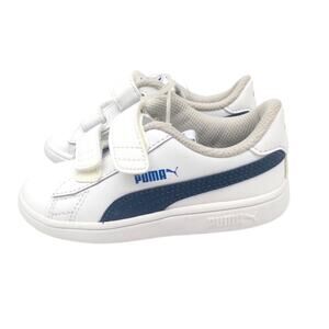 Puma Smash V2 V Slip On Sneakers Navy Blue White Little Kids 9